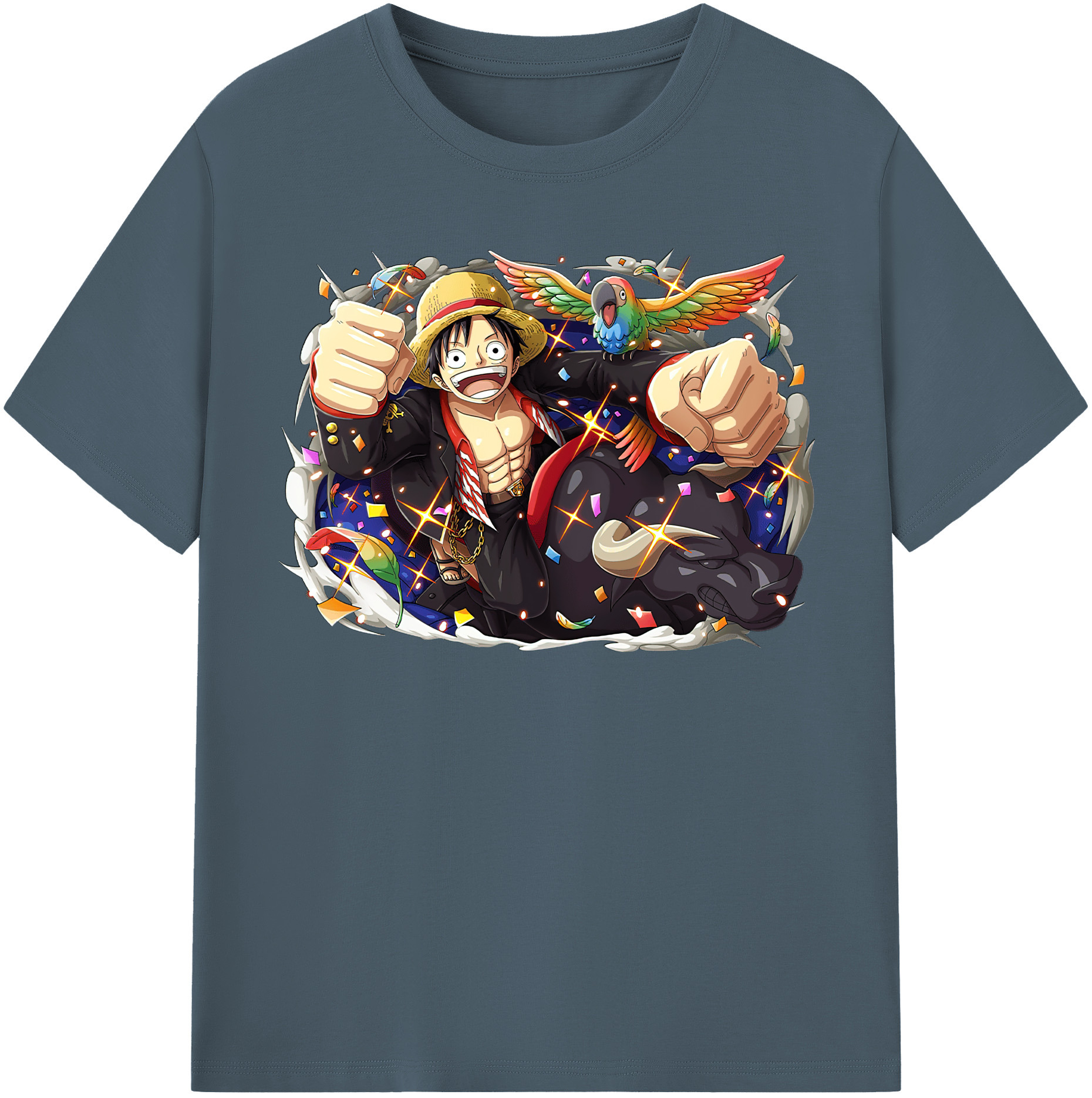 ワンピース モンキー・D・ルフィ ONE PIECE Monkey D. Luffy 綿100％半袖Tシャツ（フロントプリント）